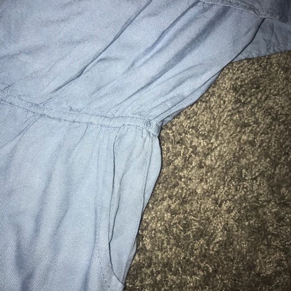 Baby Blue Strapless Romper with Ruffles Cotton - Picture 3 of 4